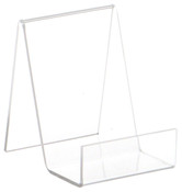 Plymor Clear Acrylic Flat Back Display Easel with Box Ledge, 4" H x 3" W x 4" D