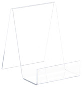Plymor Clear Acrylic Flat Back Display Easel with Box Ledge, 5.5" H x 4" W x 5" D