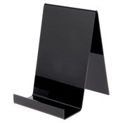 Plymor Black Acrylic Flat Back Display Easel With 3.5" Box Ledge, 12.5" H x 8" W x 9" D