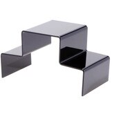 Plymor Black Acrylic Tiered Display Stairs, 6.25" H x 11.75" W x 6" D