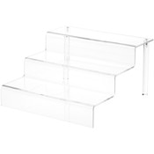 Plymor Clear Acrylic 3-Step Display Stairs, 6.375" H x 12" W x 12.625" D