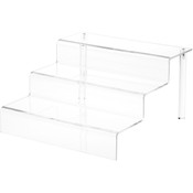 Plymor Clear Acrylic 3-Step Display Stairs, 6.375" H x 12" W x 12.625" D