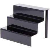 Plymor Black Acrylic 3-Step Display Stairs, 7.75" H x 10" W x 8" D
