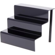 Plymor Black Acrylic 3-Step Display Stairs, 9.5" H x 12" W x 9.5" D