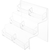 Plymor Clear Acrylic 6-Pocket Business Card Display Stairs, 6.75" H x 8.25" W x 4.75" D