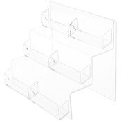 Plymor Clear Acrylic 6-Pocket Business Card Display Stairs, 6.75" H x 8.25" W x 4.75" D