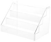 Plymor Clear Acrylic 4-Step Open Front Display Stairs, 9" H x 12.375" W x 9.25" D