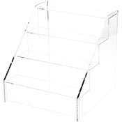 Plymor Clear Acrylic 4-Step Open Front Display Stairs, 10.25" W x 10.5" D x 10.5" H
