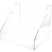 Plymor Clear Acrylic 4-Step Open Front Display Stairs, 16.25" H x 18.25" W x 16.25" D