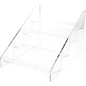 Plymor Clear Acrylic Tilted-Back Flanged Display Stairs, 10.5" H x 12.5" W x 16.75" D