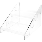 Plymor Clear Acrylic Tilted-Back Flanged Display Stairs, 10.5" H x 12.5" W x 16.75" D