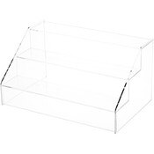 Plymor Clear Acrylic 3-Step Open Front Display Stairs, 8" H x 12.25" W x 6.5" D