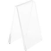 Plymor Clear Acrylic Folded A-Frame Holder for 2 Signs or Photo, 5.5" H x 3.5" W x 3" D