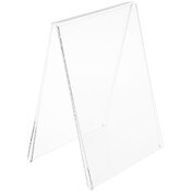 Plymor Clear Acrylic Folded A-Frame Holder for 2 Signs or Photo, 7" H x 5" W x 4" D
