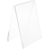 Plymor Clear Acrylic Folded A-Frame Holder for 2 Signs or Photo, 7" H x 5" W x 4" D