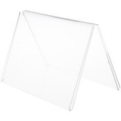 Plymor Clear Acrylic Folded A-Frame Holder for 2 Signs or Photos, 5" H x 7" W x 4.5" D