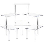 Plymor Clear Acrylic Rectangular 6-Platform Multi-Item Display Riser, 25" H x 61.75" W
