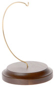 Plymor Wire Ornament Hanger Display with 3.75" Round Walnut Wood Base, 5.5" H
