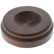 Plymor Revolving Walnut Round Wood Display Base with Indented Circle to Hold Egg, Marble, Ball or Sphere, 4" W x 4" D x 1.125" H (2" Circle)
