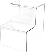 Plymor Clear Acrylic 2-Step Solid Back Display Stairs, 8.25" H x W 6" x 8.75" D