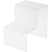Plymor Frosted Acrylic 2-Step Solid Back Display Stairs, 8.25" H x 6" W x 8.75" D