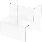 Plymor Clear Acrylic 2-Step Solid Back Display Stairs, 6.125" H x 6" W x 6.75" D