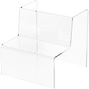 Plymor Clear Acrylic 2-Step Solid Back Display Stairs, 6.125" H x 6" W x 6.75" D