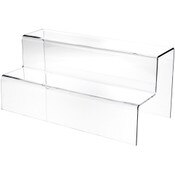 Plymor Clear Acrylic 2-Step Solid Back Display Stairs, 8.25" H x 18" W x 8.5" D