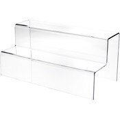 Plymor Clear Acrylic 2-Step Solid Back Display Stairs, 8.25" H x 18" W x 8.5" D