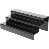 Plymor Black Acrylic 3-Step Solid Back Display Stairs, 6" H x 16" W x 9.5" D