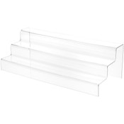 Plymor Clear Acrylic 3-Step Solid Back Display Stairs, 5.5" H x 18" W x 8" D