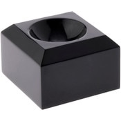 Plymor Black Acrylic Square Display Base with Indented Circle to Hold Egg, Marble, Ball or Sphere, 1.5" W x 1.5" D x 1" H (0.875" Circle)