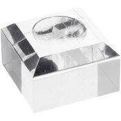 Plymor Clear Acrylic Square Display Base with Indented Circle to Hold Egg, Marble, Ball or Sphere, 1.5" W x 1.5" D x 1" H (0.875" Circle)