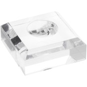 Plymor Clear Acrylic Square Display Base with Indented Circle to Hold Egg, Marble, Ball or Sphere, 2.5" W x 2.5" D x 1" H (1.125" Circle)