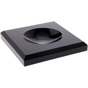 Plymor Black Acrylic Square Display Base with Indented Circle to Hold Egg, Marble, Ball or Sphere, 3.5" W x 3.5" D x 0.5" H (2" Circle)
