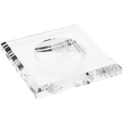 Plymor Clear Acrylic Square Display Base with Indented Circle to Hold Egg, Marble, Ball or Sphere, 3.5" W x 3.5" D x 0.5" H (2" Circle)