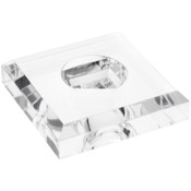 Plymor Clear Acrylic Square Display Base with Indented Circle to Hold Egg, Marble, Ball or Sphere, 3" W x 3" D x 0.75" H (1.5" Circle)