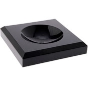 Plymor Black Acrylic Square Display Base with Indented Circle to Hold Egg, Marble, Ball or Sphere, 3.5" W x 3.5" D x 0.75" H (2.5" Circle)