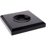 Plymor Black Acrylic Square Display Base with Indented Circle to Hold Egg, Marble, Ball or Sphere, 4" W x 4" D x 0.75" H (2.5" Circle)