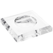 Plymor Clear Acrylic Square Display Base with Indented Circle to Hold Egg, Marble, Ball or Sphere, 4" W x 4" D x 0.75" H (2.5" Circle)
