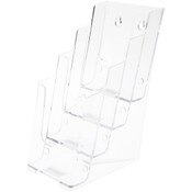 Plymor Clear Acrylic Vertical 4-Level Tri-Fold Brochure Literature Holder (Countertop / Wall Mount), Fits Documents Up to 4" Wide