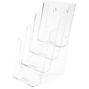 Plymor Clear Acrylic Vertical 4-Level Tri-Fold Brochure Literature Holder (Countertop / Wall Mount), Fits Documents Up to 4" Wide