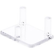Plymor Clear Acrylic Rectangular Base with 3 Display Prongs for Geode, Mineral or Crystal Cluster, 0.875" H x 2" W x 1.5" D
