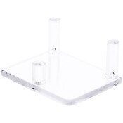 Plymor Clear Acrylic Rectangular Base with 3 Display Prongs for Geode, Mineral or Crystal Cluster, 1" H x 2.5" W x 2" D