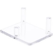 Plymor Clear Acrylic Rectangular Base with 3 Display Prongs for Geode, Mineral or Crystal Cluster, 1" H x 2.5" W x 2" D