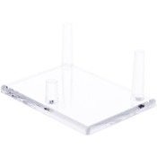 Plymor Clear Acrylic Rectangular Base with 3 Display Prongs for Geode, Mineral or Crystal Cluster, 1.5" H x 3.375" W x 2.5" D
