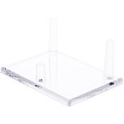 Plymor Clear Acrylic Rectangular Base with 3 Display Prongs for Geode, Mineral or Crystal Cluster, 1.5" H x 3.375" W x 2.5" D
