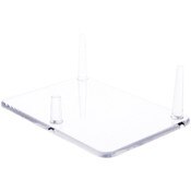 Plymor Clear Acrylic Rectangular Base with 3 Display Prongs for Geode, Mineral or Crystal Cluster, 2.125" H x 6" W x 4.5" D