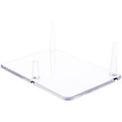 Plymor Clear Acrylic Rectangular Base with 3 Display Prongs for Geode, Mineral or Crystal Cluster, 2.125" H x 6" W x 4.5" D