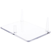 Plymor Clear Acrylic Rectangular Base with 3 Display Prongs for Geode, Mineral or Crystal Cluster, 2.125" H x 6" W x 4.5" D